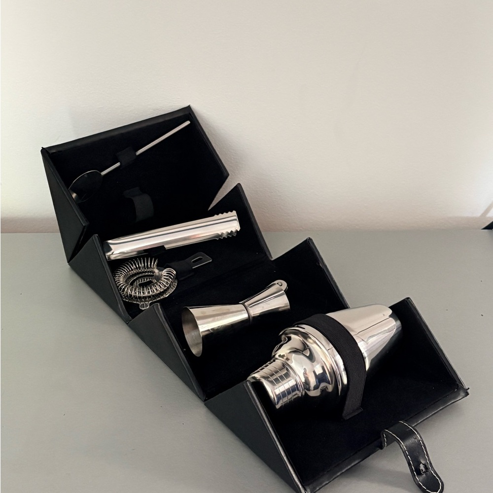 Stainless Steel Travel Cocktail Bar Set - Silver